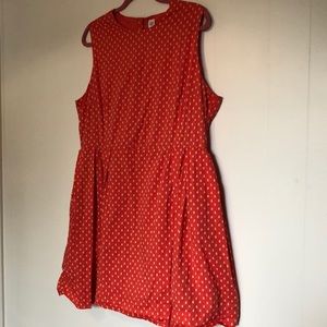 Plus Size A-Line Red and Cream Polkadot Dress